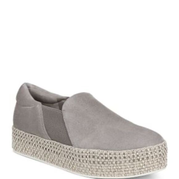 Vince Wilden Grey Suede Woven Platform Sneakers Sz 6.5 - Picture 1 of 8